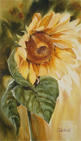 “Sunflower II” by Charlotte Schuld  17 x 28” Watercolor $615