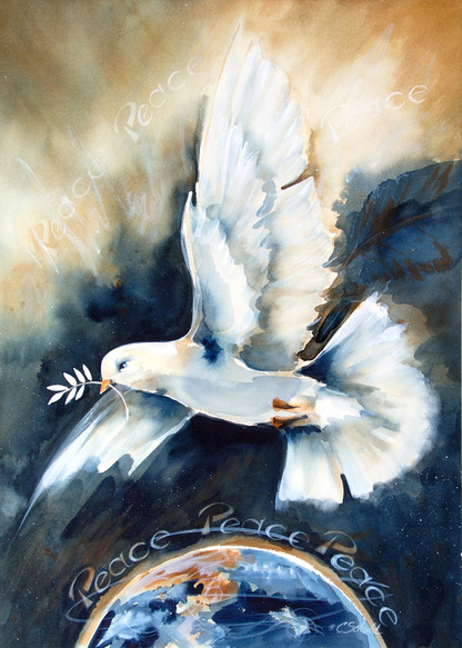 Universal Need III: Peace by Charlotte Schuld 28 x 20” Watercolor $850 Prints availablePicture